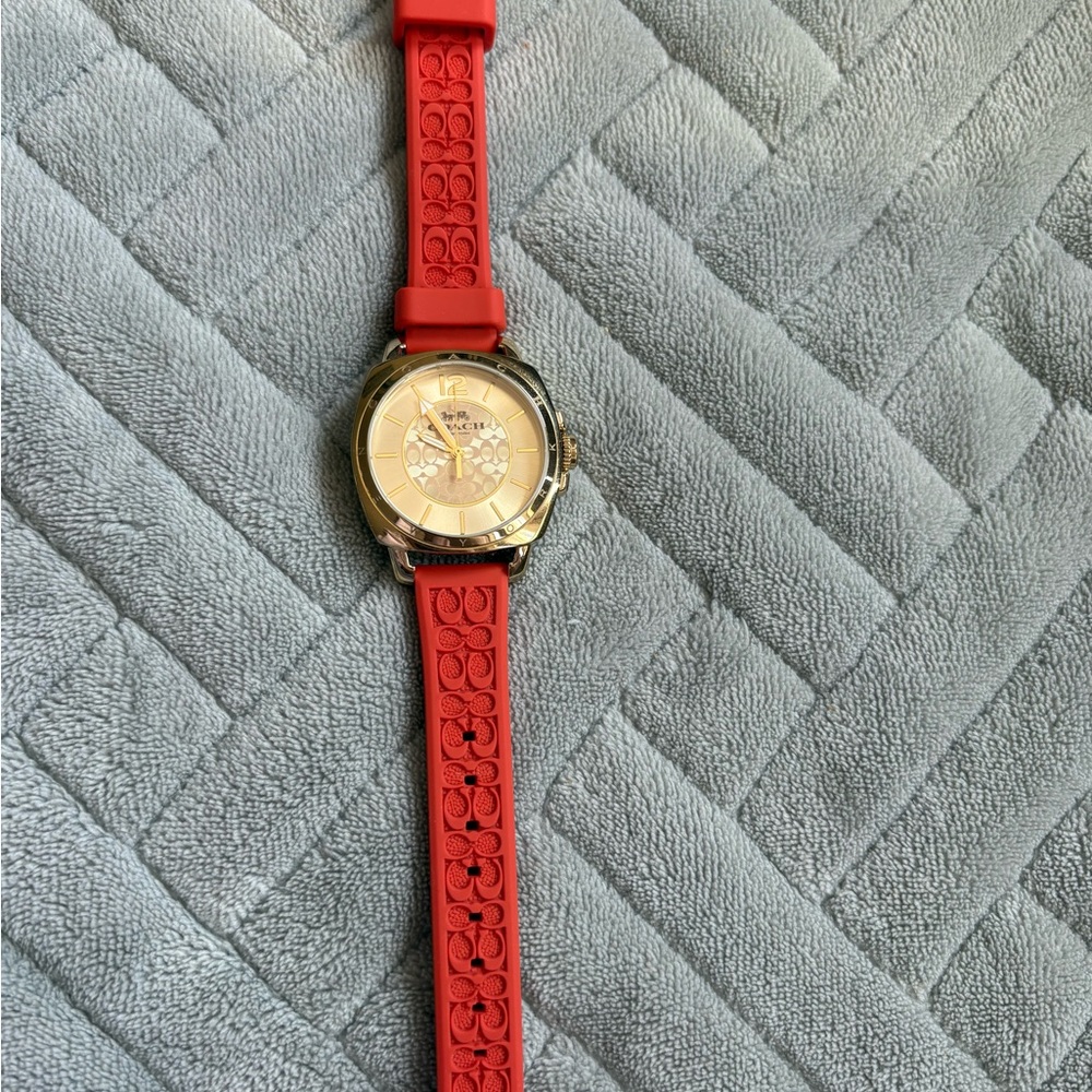 Coach Gold Watch with orange strap